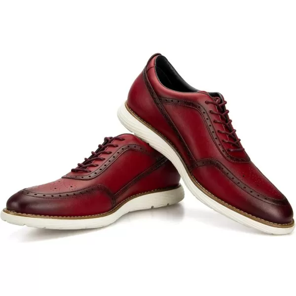 JITAI Mens Oxford ShoesDress Shoes Laceup Wingtip Brogue Shoe Mens Lightweight Fashion ShoesRed06