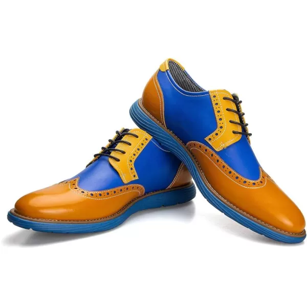 JITAI Mens Oxford ShoesDress Shoes Laceup Wingtip Brogue Shoe Mens Lightweight Fashion ShoesYellow18
