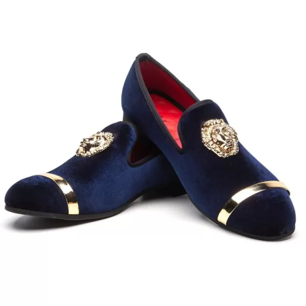 JITAI Mens Penny SlipOn Leather Lined Loafer Luxury Men ShoesBlue01