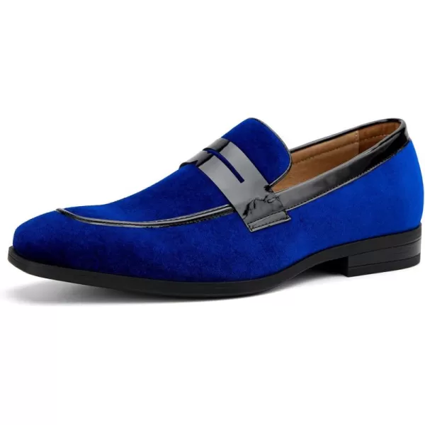 JITAI Mens Velvet Loafers Dress Shoes Loafers for Men Tuxedo Suit ShoesBlue24