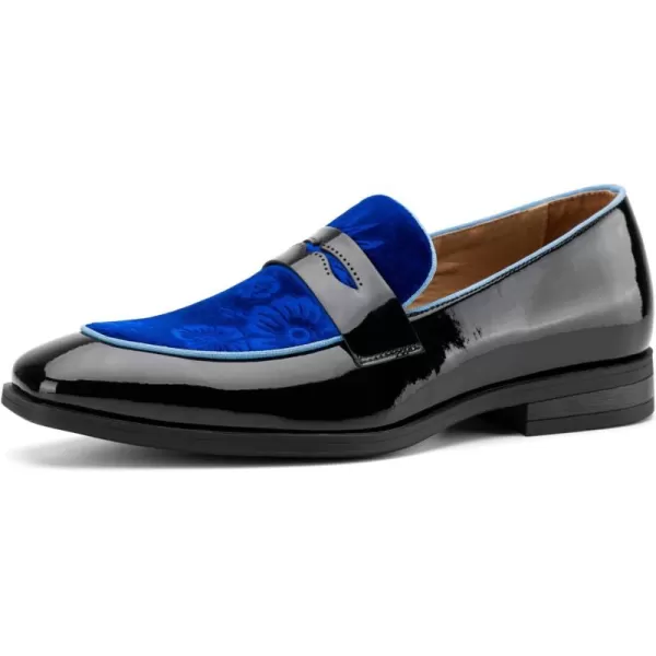 JITAI Mens Velvet Loafers Dress Shoes Loafers for Men Tuxedo Suit ShoesBlue31