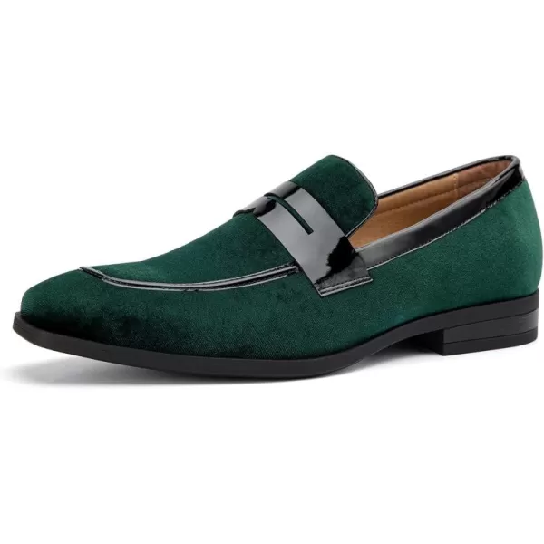 JITAI Mens Velvet Loafers Dress Shoes Loafers for Men Tuxedo Suit ShoesGreen24