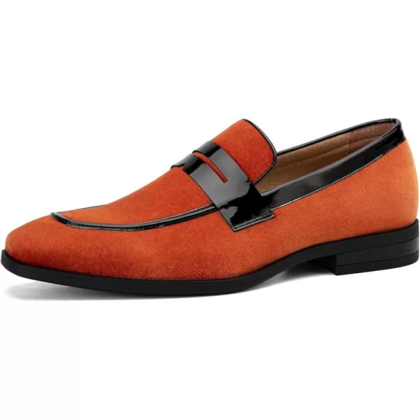 JITAI Mens Velvet Loafers Dress Shoes Loafers for Men Tuxedo Suit ShoesOrange24
