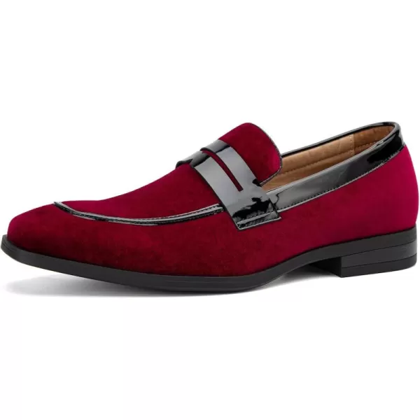 JITAI Mens Velvet Loafers Dress Shoes Loafers for Men Tuxedo Suit ShoesRed24