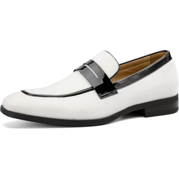 JITAI Mens Velvet Loafers Dress Shoes Loafers for Men Tuxedo Suit ShoesWhite24