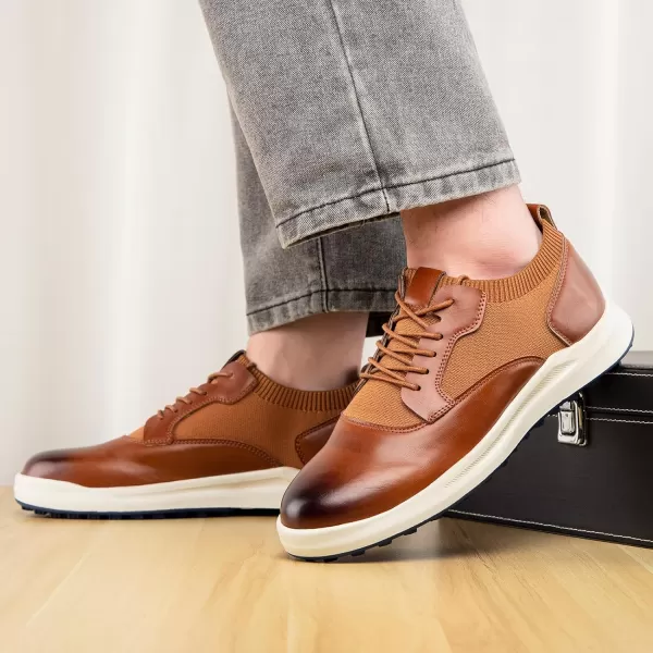 JITAI Mens Fashion Sneakers Shoes Lightweight Fashion Shoes with Wingtip Brogue ampamp Laceup Design Casual Business ShoesBrown03