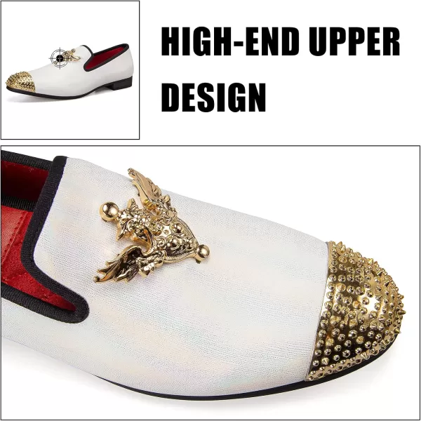 JITAI Men Loafers SlipOn Shoes for Men Fashion Dress Shoes Tuxedo ShoesWhite02