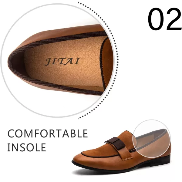 JITAI Mens Lindford Moc Toe Bit Slipon Penny Loafer Party ShoesBrown02