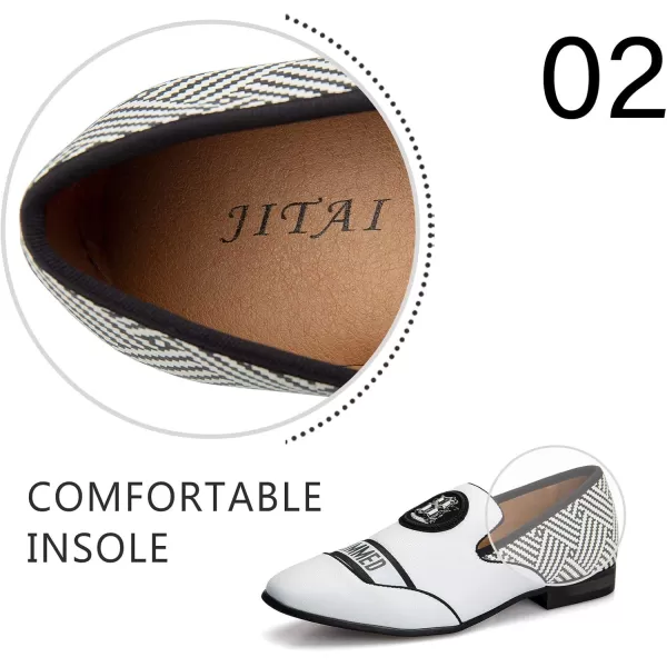 JITAI Mens Lindford Moc Toe Bit Slipon Penny Loafer Party ShoesWhite05