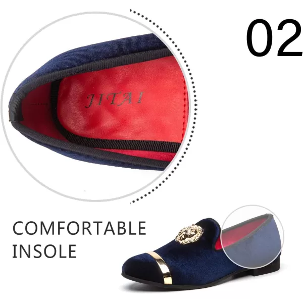 JITAI Mens Penny SlipOn Leather Lined Loafer Luxury Men ShoesBlue01