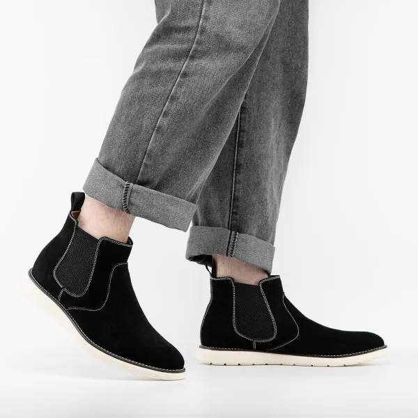 imageJITAI Mens Suede Leather Chelsea Boots Classic Elastic Dress Ankle Boots for MenBlack03