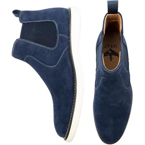 imageJITAI Mens Suede Leather Chelsea Boots Classic Elastic Dress Ankle Boots for MenBlue03