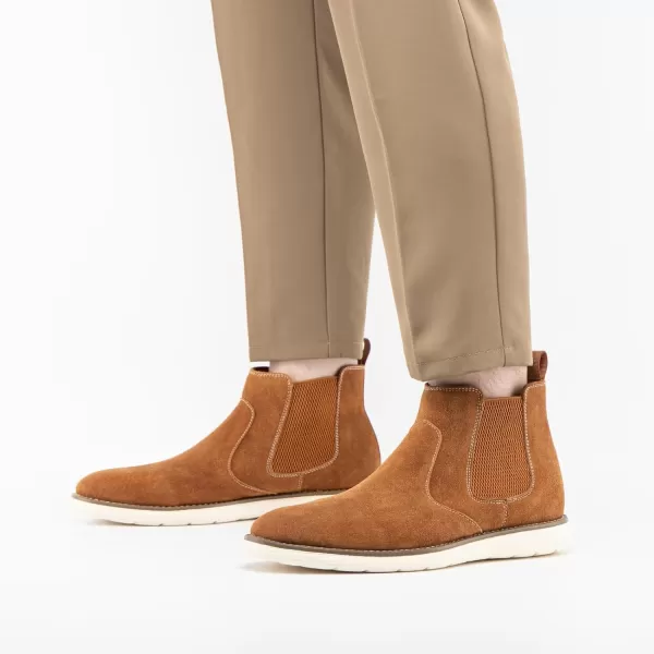 imageJITAI Mens Suede Leather Chelsea Boots Classic Elastic Dress Ankle Boots for MenBrown03