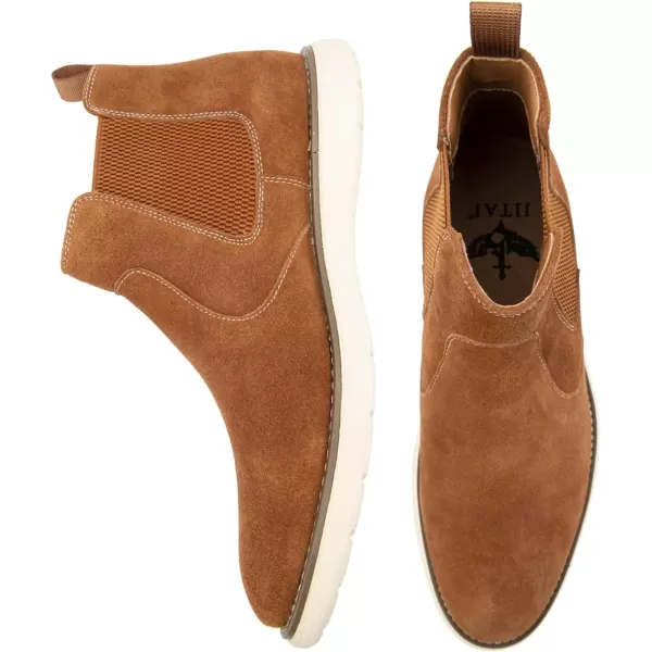 imageJITAI Mens Suede Leather Chelsea Boots Classic Elastic Dress Ankle Boots for MenBrown03