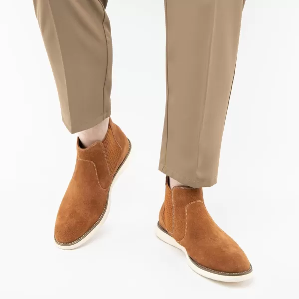 imageJITAI Mens Suede Leather Chelsea Boots Classic Elastic Dress Ankle Boots for MenBrown03
