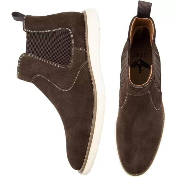 imageJITAI Mens Suede Leather Chelsea Boots Classic Elastic Dress Ankle Boots for MenTan03