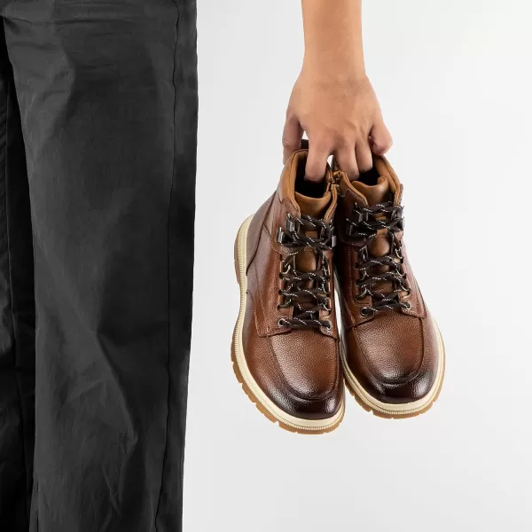 imageJITAI Men Oxford Boots Laceup Casual and Comfortable Mens BootsBrown01