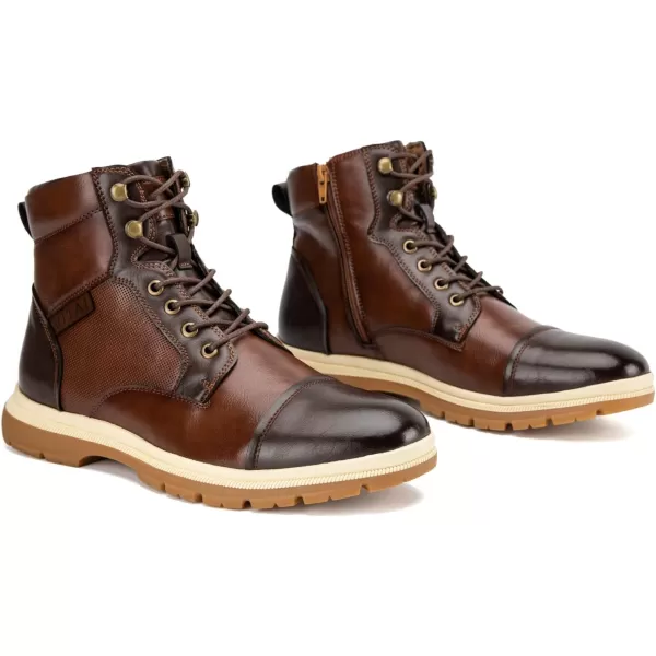 imageJITAI Men Oxford Boots Laceup Casual and Comfortable Mens BootsBrown02