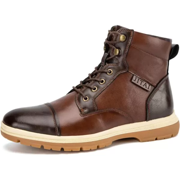 imageJITAI Men Oxford Boots Laceup Casual and Comfortable Mens BootsBrown02