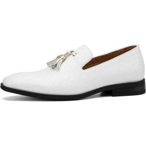 imageJITAI Mens Lindford Moc Toe Bit Slipon Penny Loafer Party ShoesWhite06