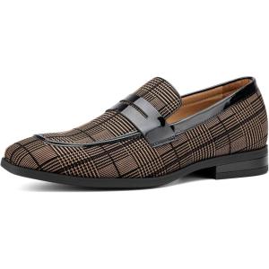 imageJITAI Mens Velvet Loafers Dress Shoes Loafers for Men Tuxedo Suit ShoesBrown32