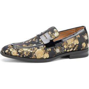imageJITAI Mens Velvet Loafers Dress Shoes Loafers for Men Tuxedo Suit ShoesGold41