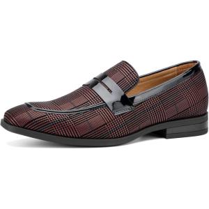 imageJITAI Mens Velvet Loafers Dress Shoes Loafers for Men Tuxedo Suit ShoesRed32