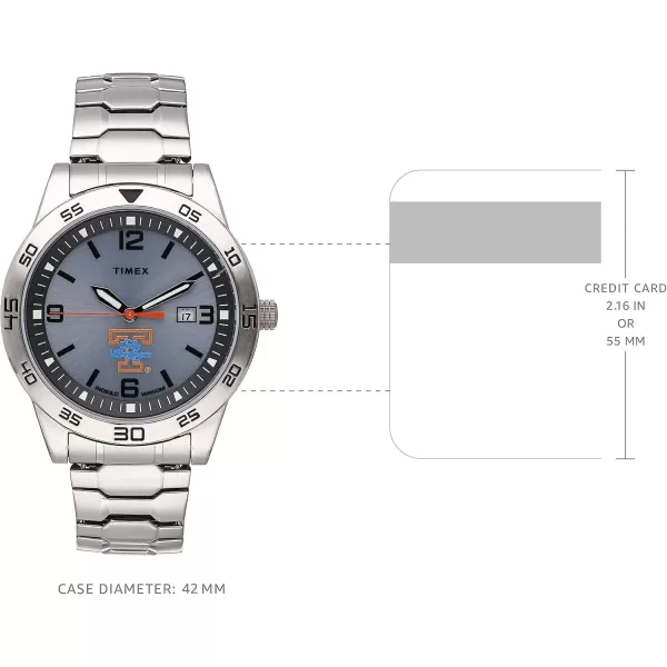 Timex Tribute Mens Collegiate Citation 42mm Watch  Tennessee Lady Volunteers with Stainless Steel Expansion Band