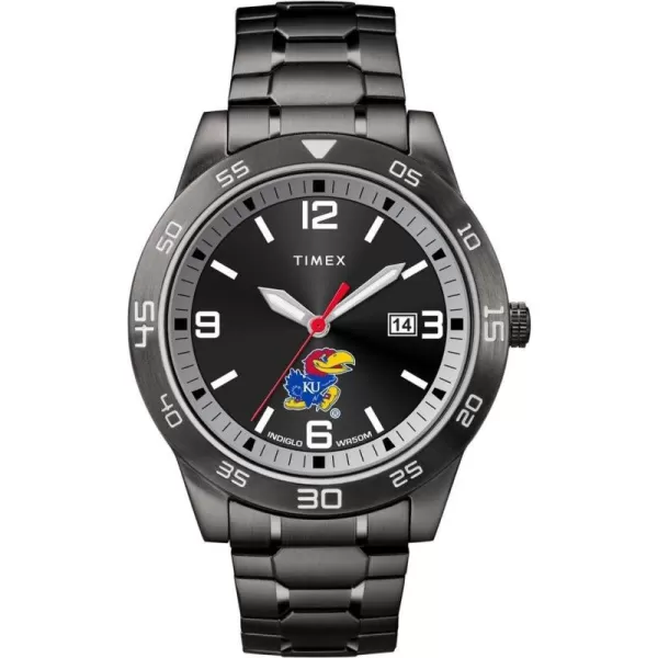 Mens Acclaim 42mm Quartz Watch with Stainless Steel StrapKansas Jayhawks