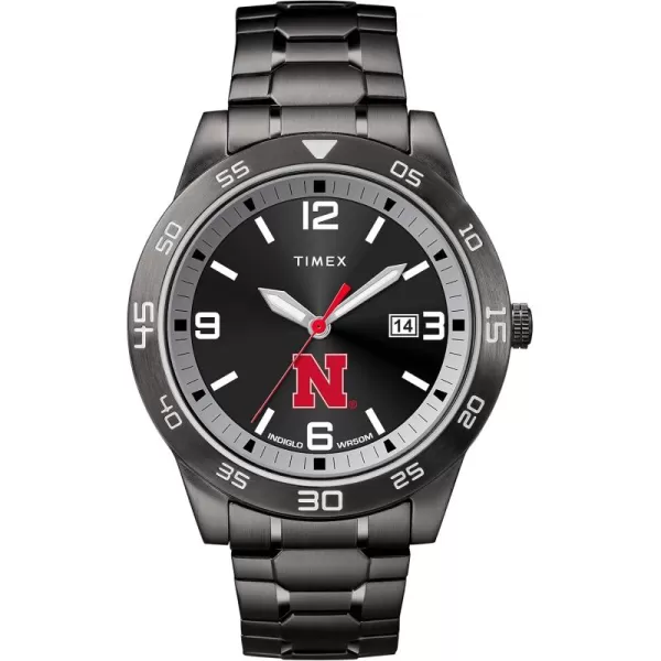 Mens Acclaim 42mm Quartz Watch with Stainless Steel StrapNebraska Cornhuskers