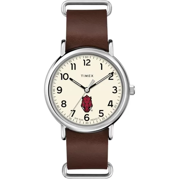 Mens Collegiate Weekender 40mm Quartz Leather StrapArkansas Razorbacks