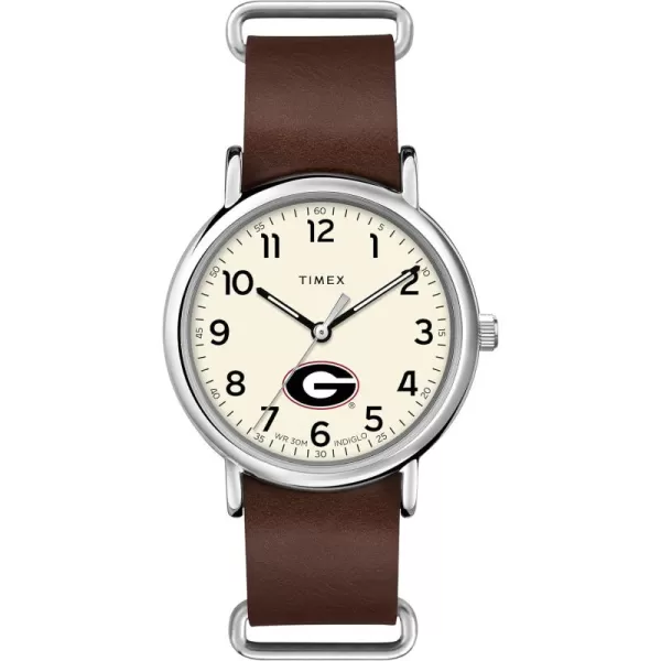 Mens Collegiate Weekender 40mm Quartz Leather StrapGeorgia Bulldogs