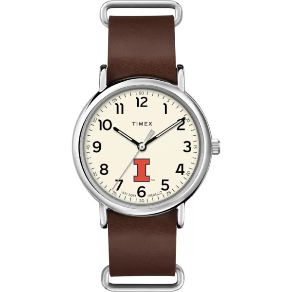 Mens Collegiate Weekender 40mm Quartz Leather StrapIllinois Fighting Illini