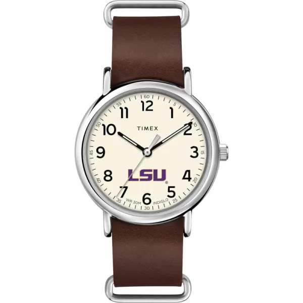 Mens Collegiate Weekender 40mm Quartz Leather StrapLSU Tigers