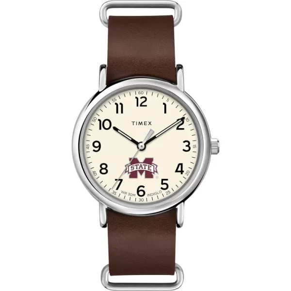 Mens Collegiate Weekender 40mm Quartz Leather StrapMississippi State Bulldogs