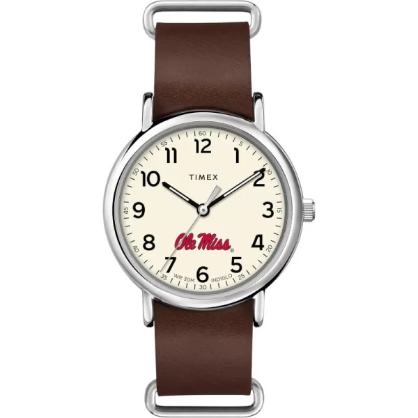 Mens Collegiate Weekender 40mm Quartz Leather StrapOle Miss Rebels
