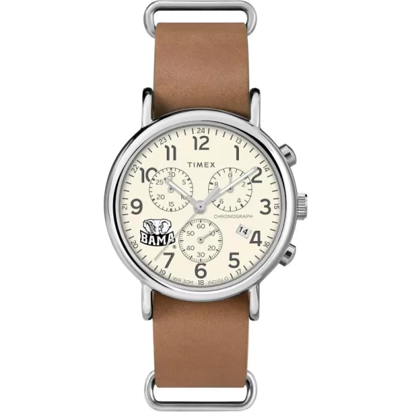 Mens Collegiate Weekender Chrono 40mm Quartz Leather StrapAlabama Crimson Tide