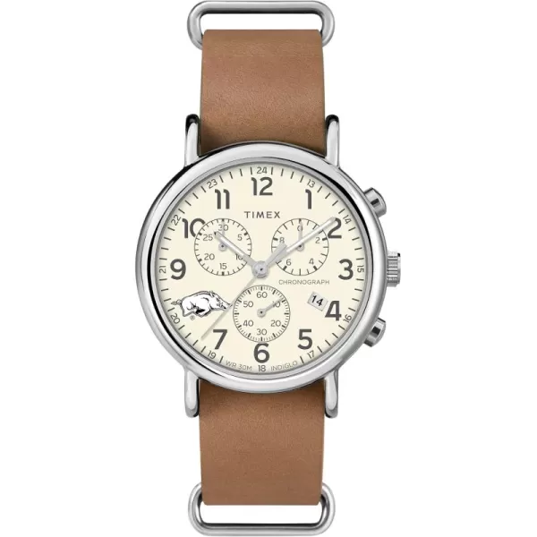 Mens Collegiate Weekender Chrono 40mm Quartz Leather StrapArkansas Razorbacks