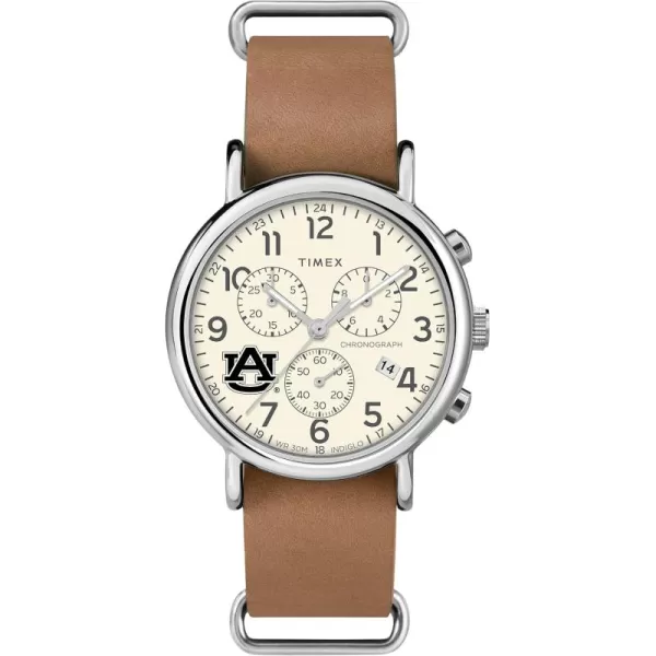 Mens Collegiate Weekender Chrono 40mm Quartz Leather StrapAuburn Tigers