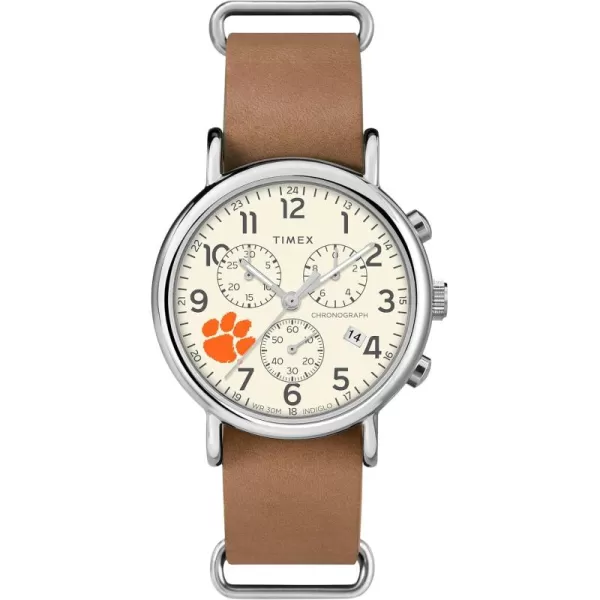 Mens Collegiate Weekender Chrono 40mm Quartz Leather StrapClemson Tigers