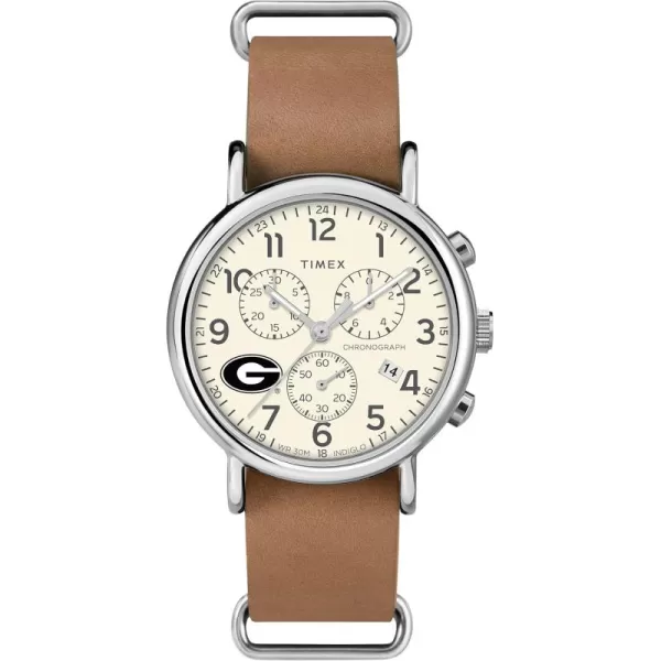 Mens Collegiate Weekender Chrono 40mm Quartz Leather StrapGeorgia Bulldogs