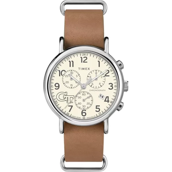 Mens Collegiate Weekender Chrono 40mm Quartz Leather StrapGeorgia Tech Yellow Jackets