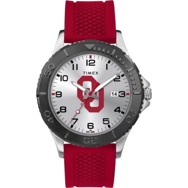 Timex Tribute Mens Collegiate Gamer 42mm Watch  Oklahoma Sooners with Red Silicone Strap