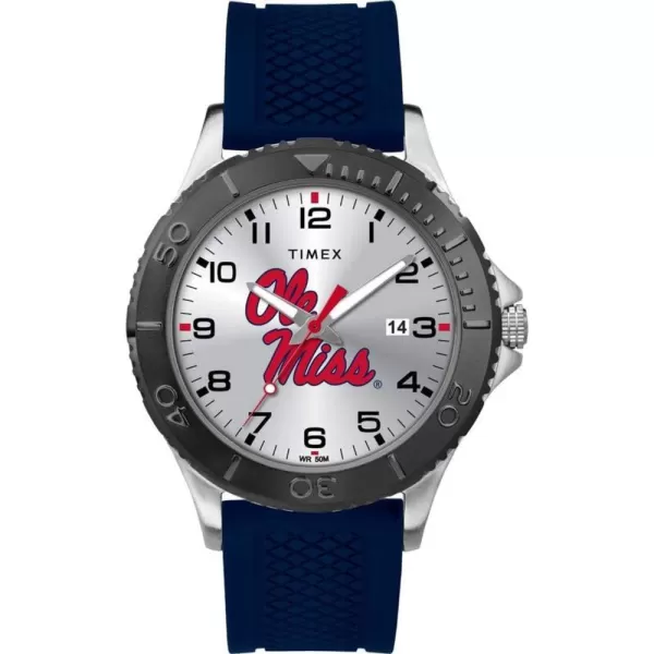 Timex Tribute Mens Collegiate Gamer 42mm Watch  Ole Miss Rebels with Navy Silicone Strap