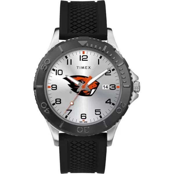 Timex Tribute Mens Collegiate Gamer 42mm Watch  Oregon State Beavers with Black Silicone Strap