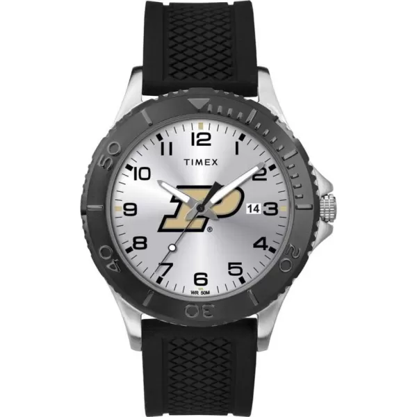 Timex Tribute Mens Collegiate Gamer 42mm Watch  Purdue Boilermakers with Black Silicone Strap