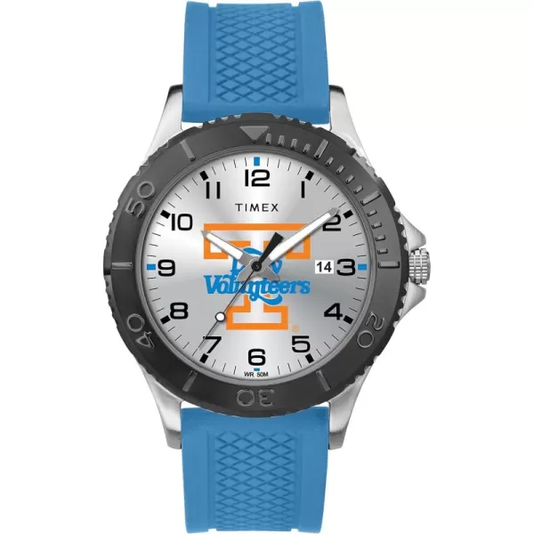 Timex Tribute Mens Collegiate Gamer 42mm Watch  Tennessee Lady Volunteers with Light Blue Silicone Strap