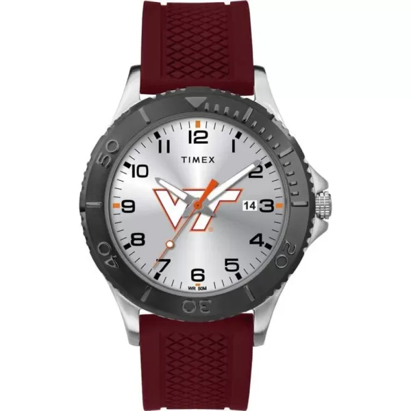 Timex Tribute Mens Collegiate Gamer 42mm Watch  Virginia Tech Hokies with Crimson Silicone Strap
