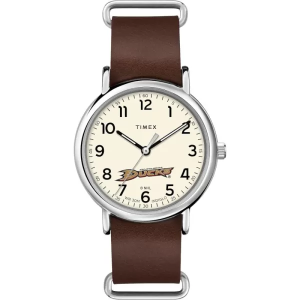 Mens NHL Weekender 40mm Quartz Leather StrapAnaheim Ducks