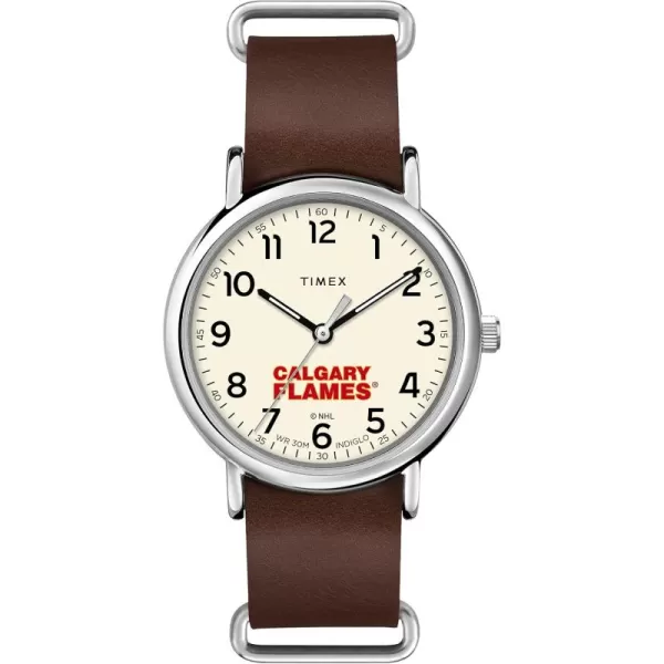 Mens NHL Weekender 40mm Quartz Leather StrapCalgary Flames